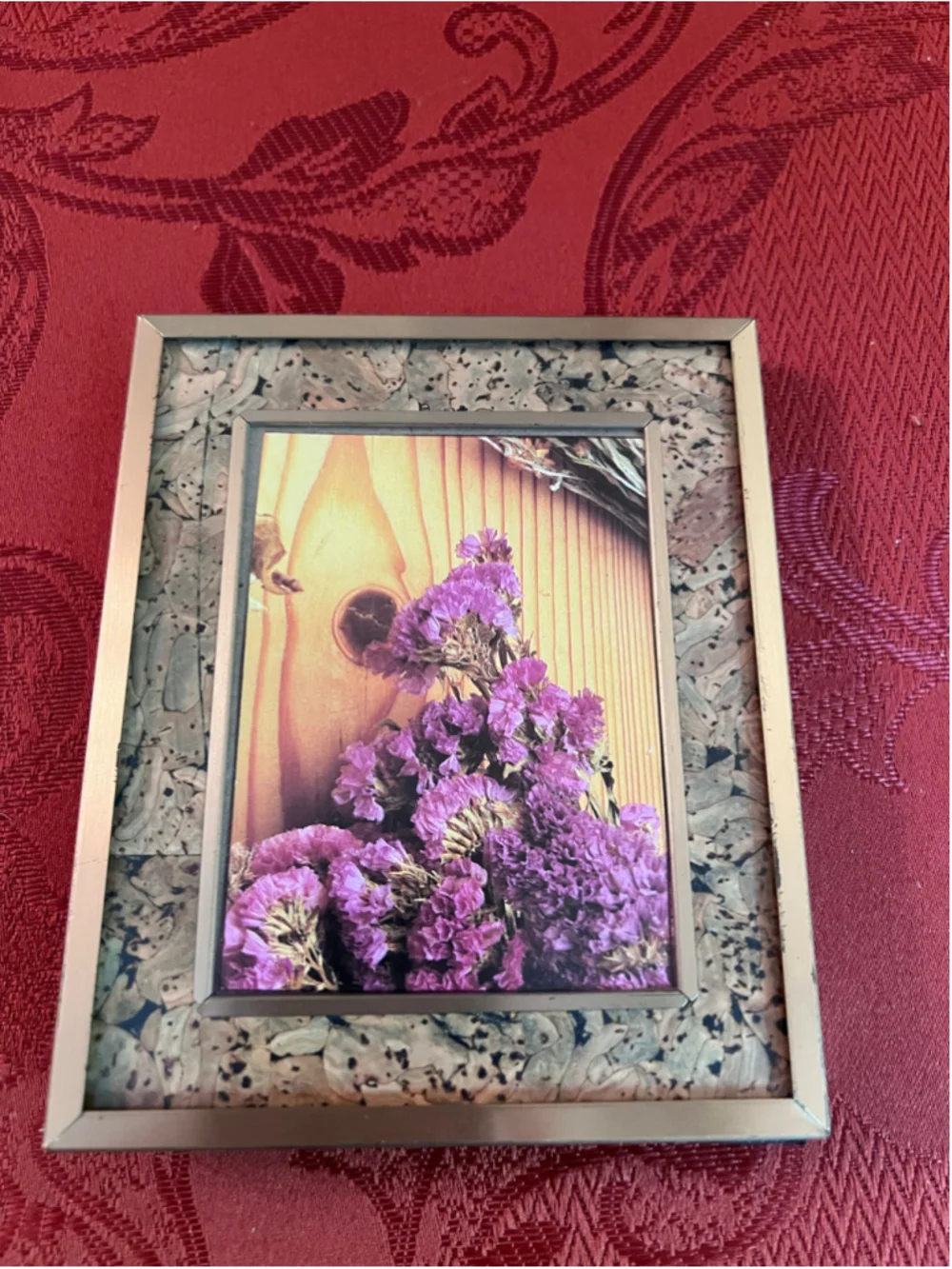 VTG Cork Border Picture Frame Gold Beige